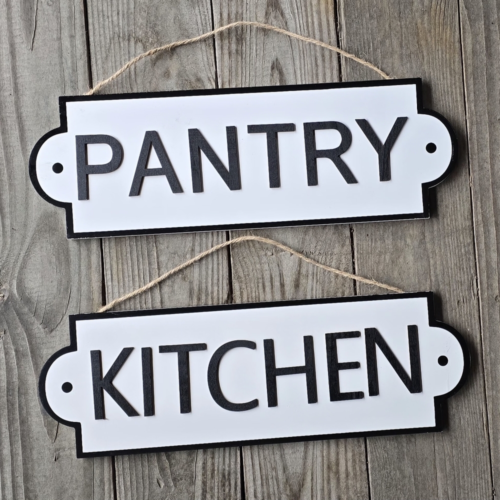 Charming Black and White Kitchen Plaques